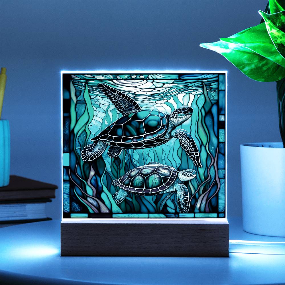 To my Mom - Stainedglass Turtle - LED Acrylic Plaque.