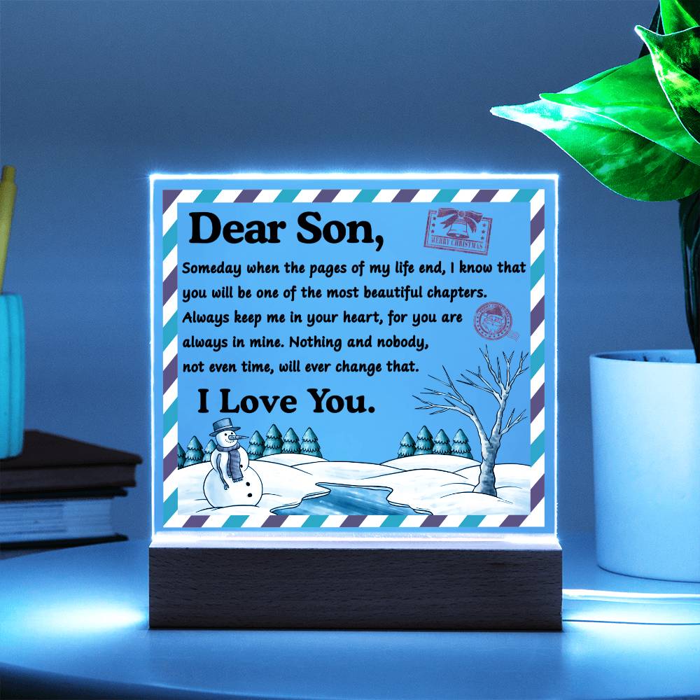 To my Son - you will be the most beautiful chapters - LED Acrylic Plaque.