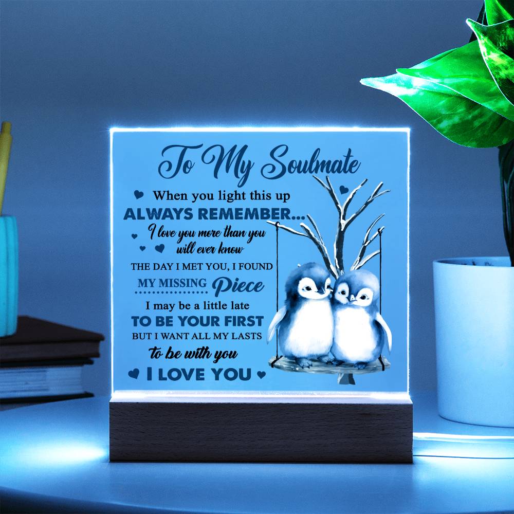 To My Soulmate - I love you more than you will ever know - LED Acrylic Plaque.