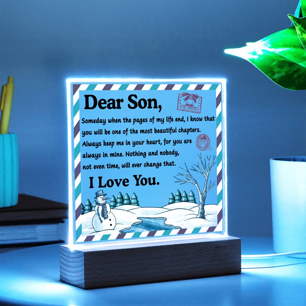 To my Son - you will be the most beautiful chapters - LED Acrylic Plaque.