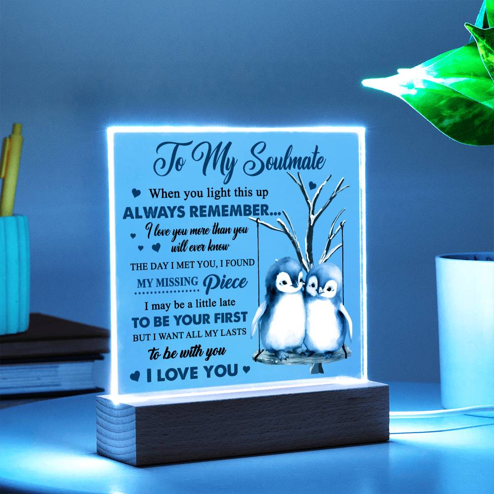 To My Soulmate - I love you more than you will ever know - LED Acrylic Plaque.