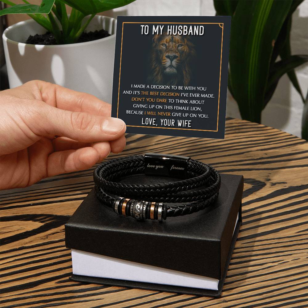 To My Husband - My Best Decision - Leather Bracelet