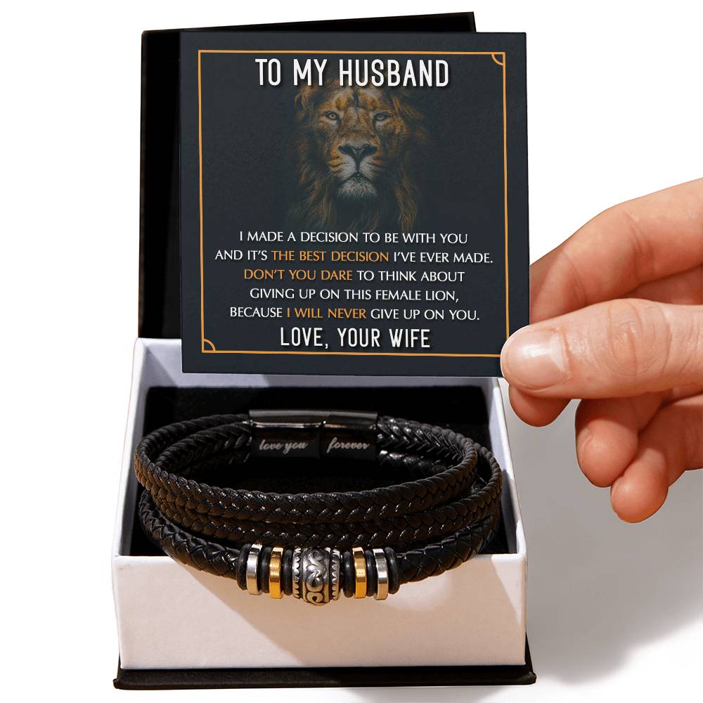 To My Husband - My Best Decision - Leather Bracelet