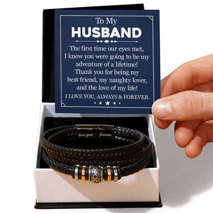 To My Husband - My Naughty Lover - Leather Bracelet