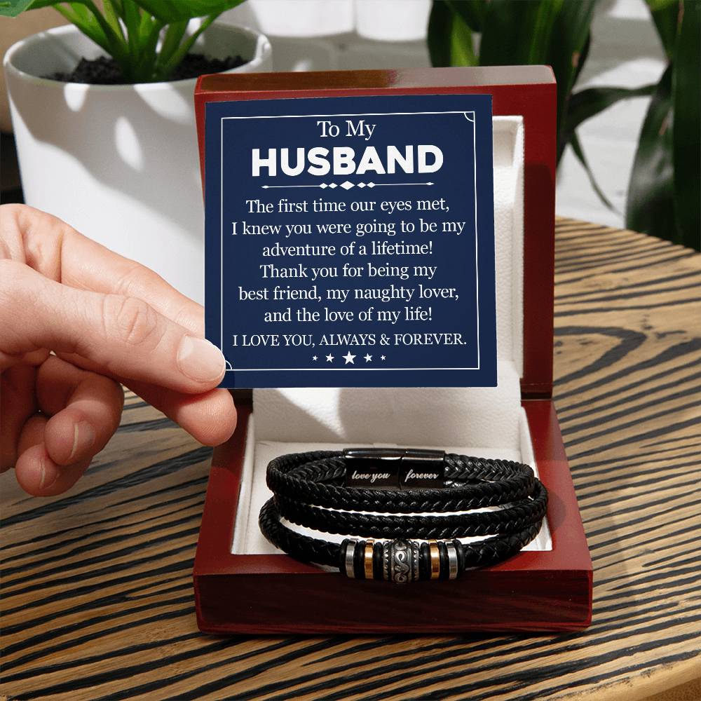 To My Husband - My Naughty Lover - Leather Bracelet