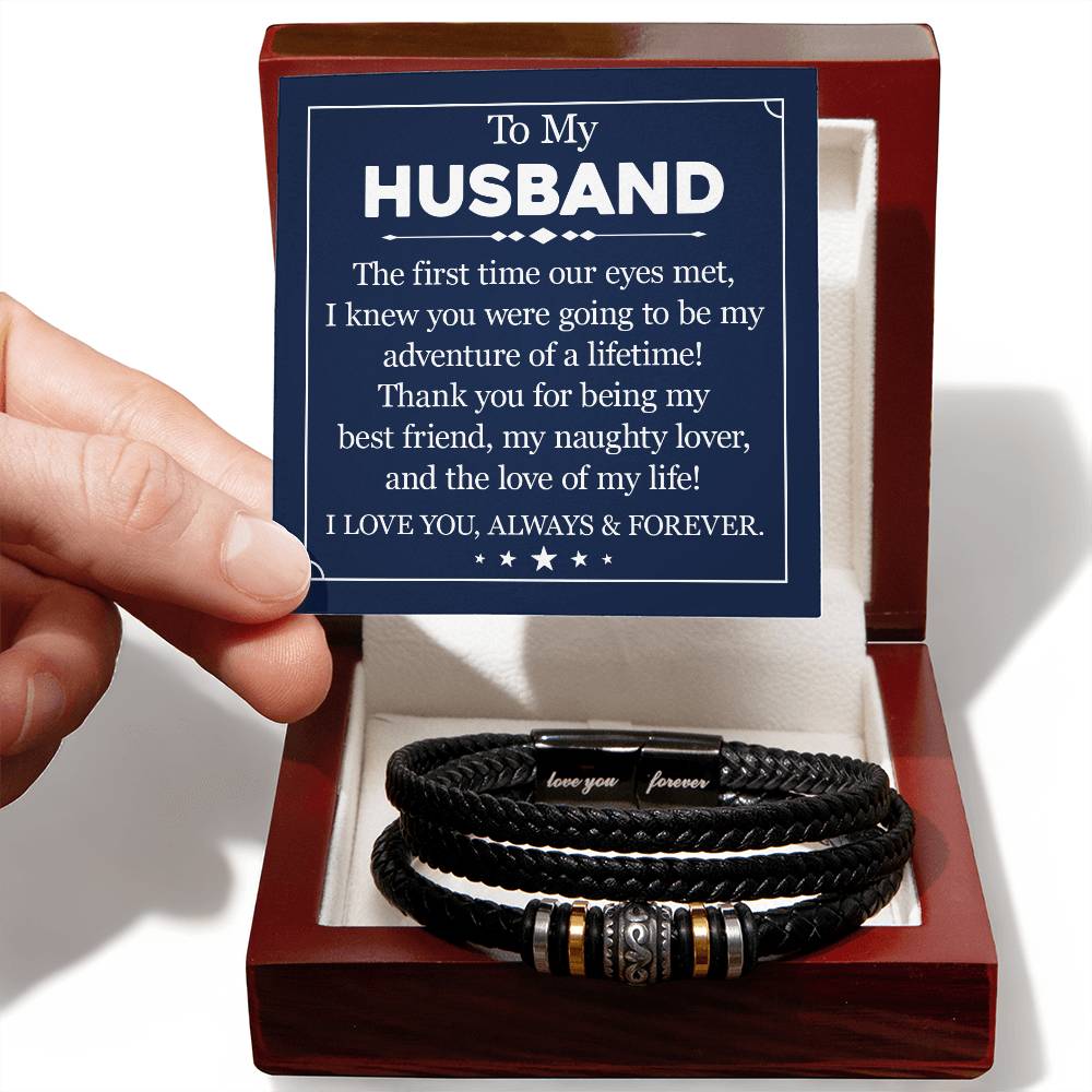 To My Husband - My Naughty Lover - Leather Bracelet