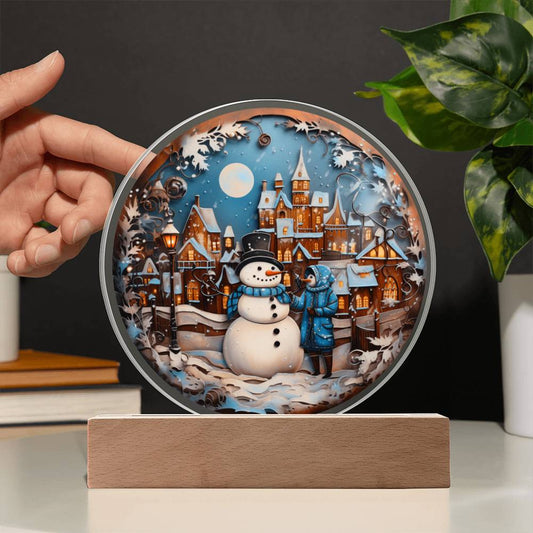 Mother gifts - Snow man Christmas plaque - LED Acrylic Plaque.