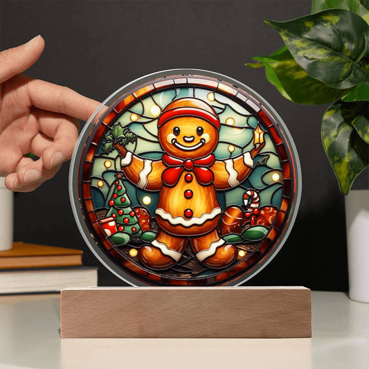 Mom gifts - Christmas gingerbread circle - LED Acrylic Plaque.