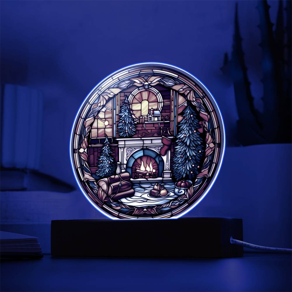 Mom gifts - Christmas fire place circle - LED Acrylic Plaque.