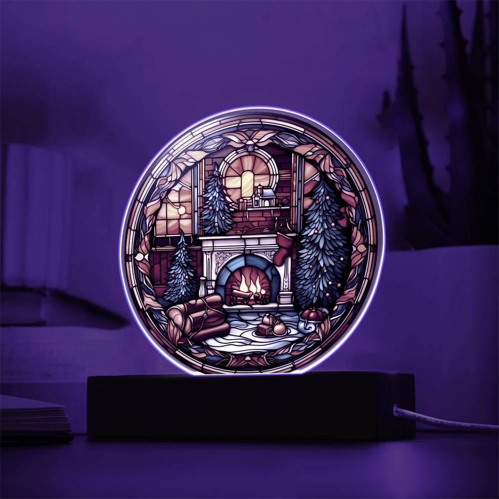 Mom gifts - Christmas fire place circle - LED Acrylic Plaque.