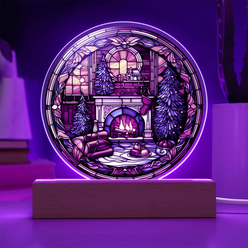 Mom gifts - Christmas fire place circle - LED Acrylic Plaque.