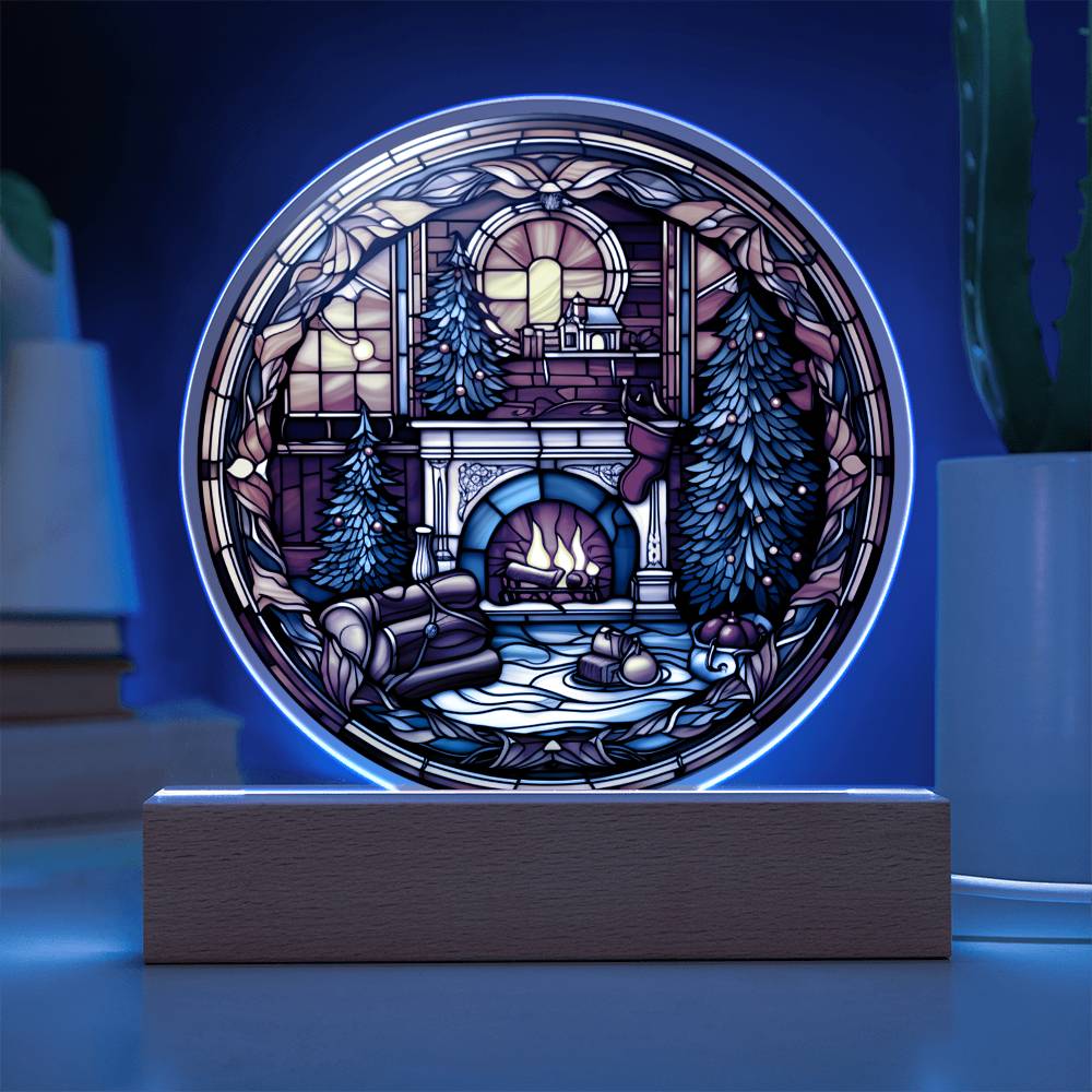 Mom gifts - Christmas fire place circle - LED Acrylic Plaque.