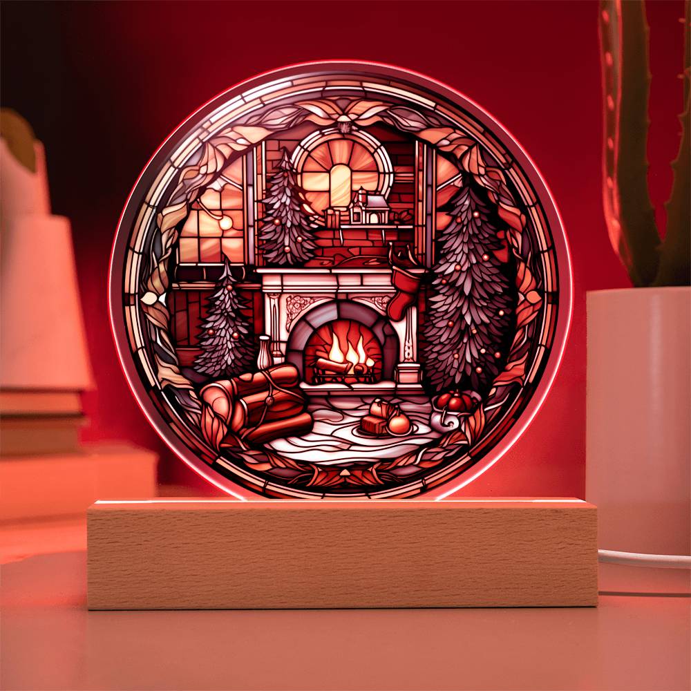 Mom gifts - Christmas fire place circle - LED Acrylic Plaque.