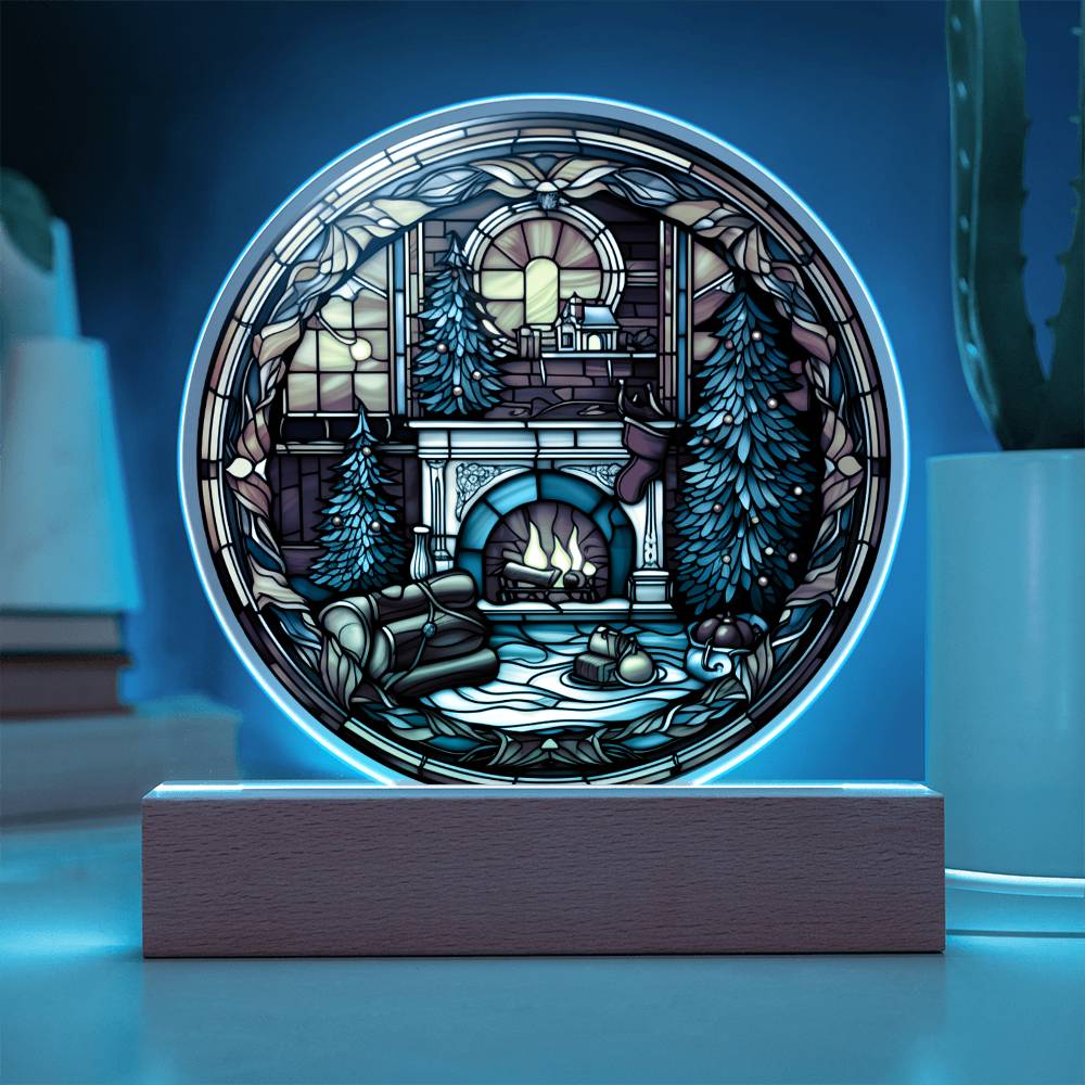 Mom gifts - Christmas fire place circle - LED Acrylic Plaque.