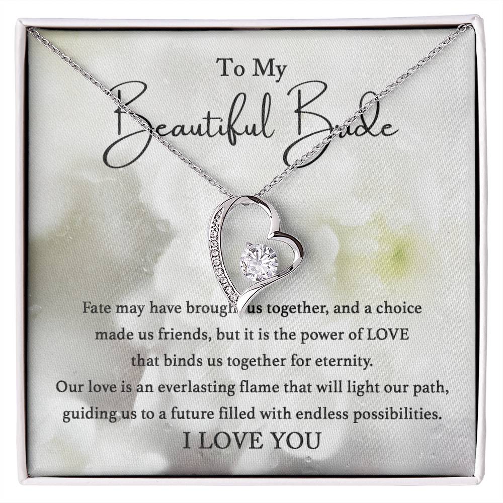 To My Beautiful Bride - Faith Brought Us Together - Forever Love Necklace