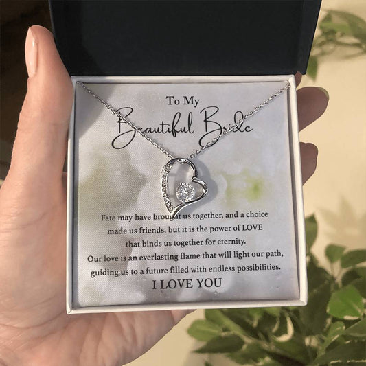 To My Beautiful Bride - Faith Brought Us Together - Forever Love Necklace