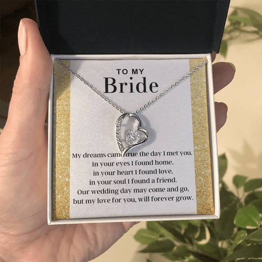 To My Bride - Dreams Came True - Forever Love Necklace