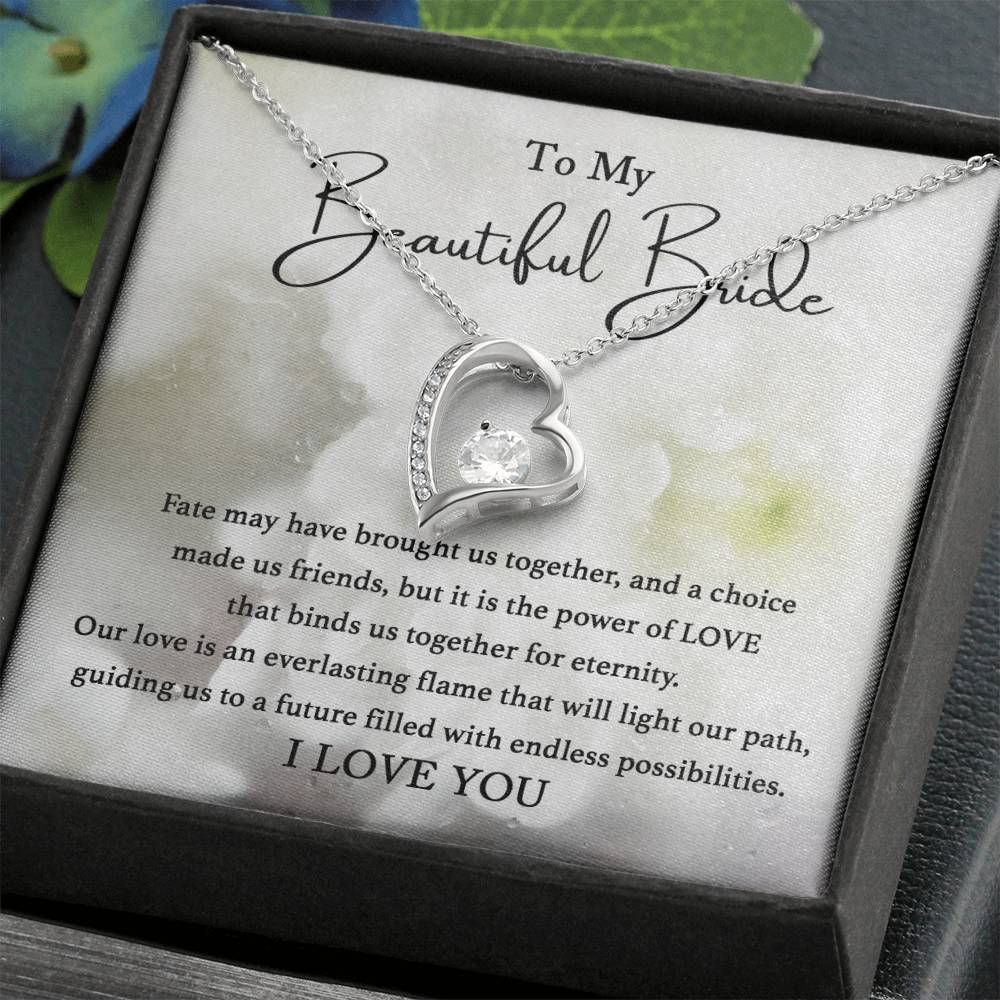 To My Beautiful Bride - Faith Brought Us Together - Forever Love Necklace