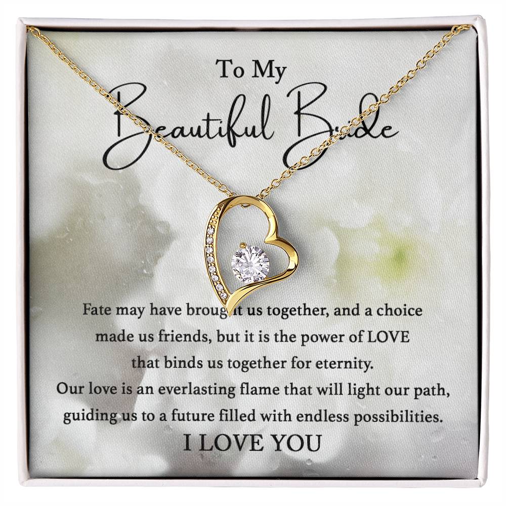 To My Beautiful Bride - Faith Brought Us Together - Forever Love Necklace