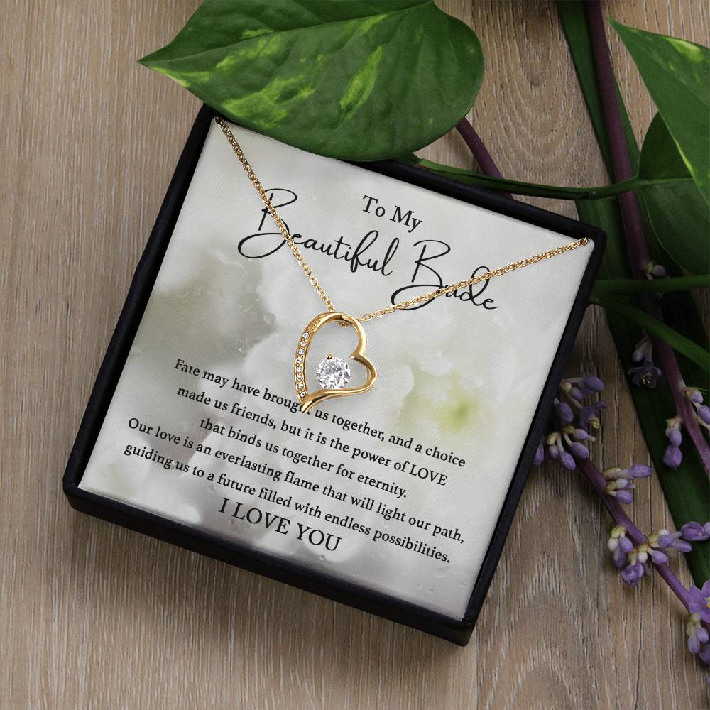 To My Beautiful Bride - Faith Brought Us Together - Forever Love Necklace