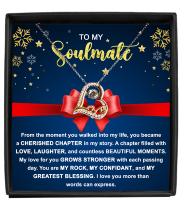 To My Soulmate - I love you more than words can express - Love heart dancing necklace