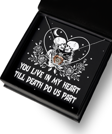 To my wife - You live in y heart till death do us part - Crown pendant necklace