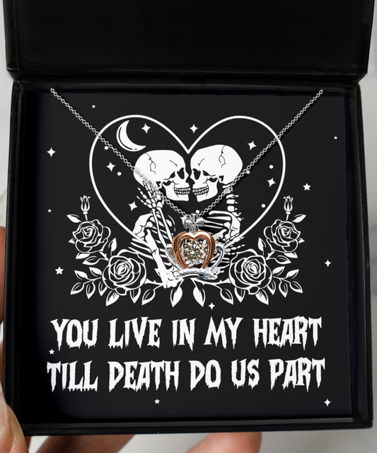 To my wife - You live in y heart till death do us part - Crown pendant necklace