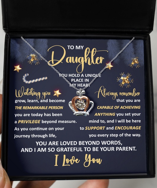 To My Daughter - You Hold a Unique place in my Heart - Crown pendant necklace