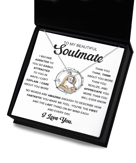 To My Beautiful Soulmate - I became addicted to you so easily - Love Dancing Necklace